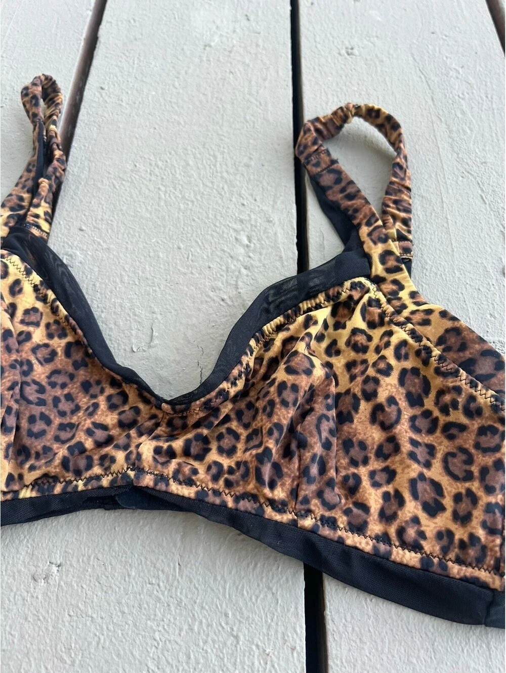 Free People intimately Erin Printed  Leopard Print Bralette, size S